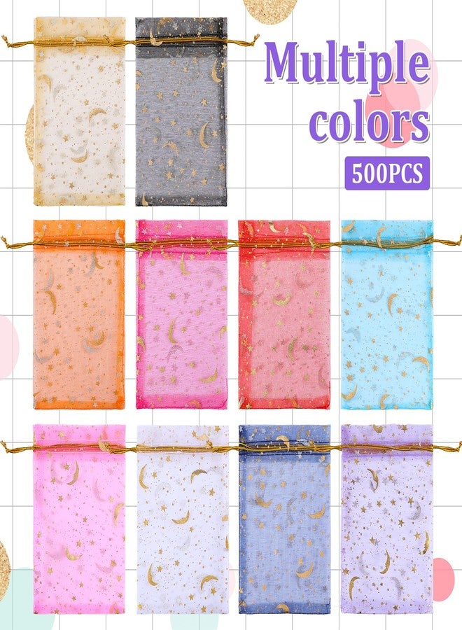SHENLIU 500 Pcs 5x7inches Moon Organza Mesh Jewelry Bags bulk with Drawstring, Multi Colored Small Gift Bags Jewelry Pouch for Birthday Wedding Baby Shower Festival Party Favor - Image 4